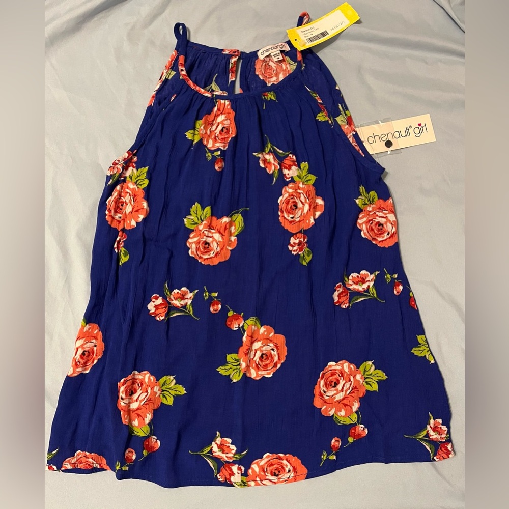 Chenault Girl NWT blue floral tank girl size 14.